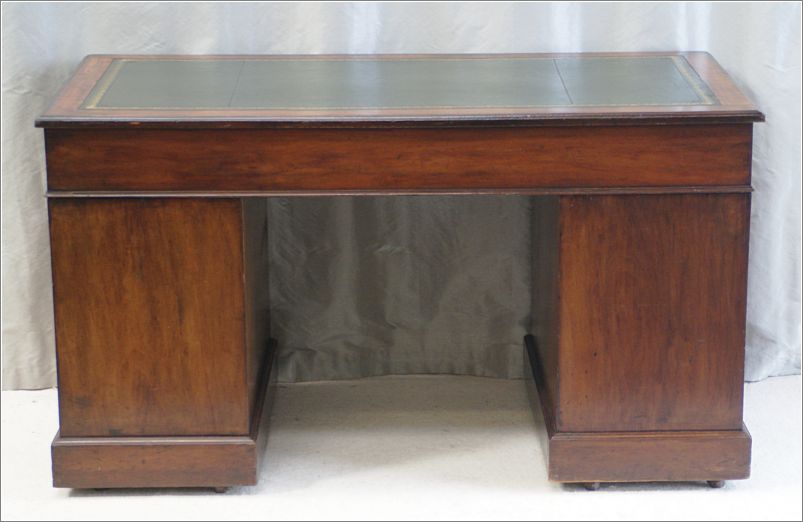 2052 Antique Mahogany Pedestal Desk - Rear (9)
